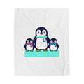 Penguin Family Velveteen Plush Blanket — Cute Pixel Art Cozy Throw for Kids & Winter Gifts
